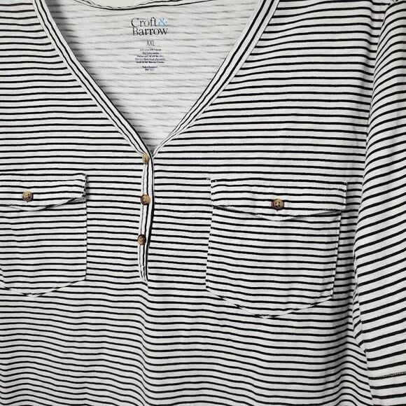 Croft & Barrow XXL White/Navy Stripe Top - Picture 5 of 7